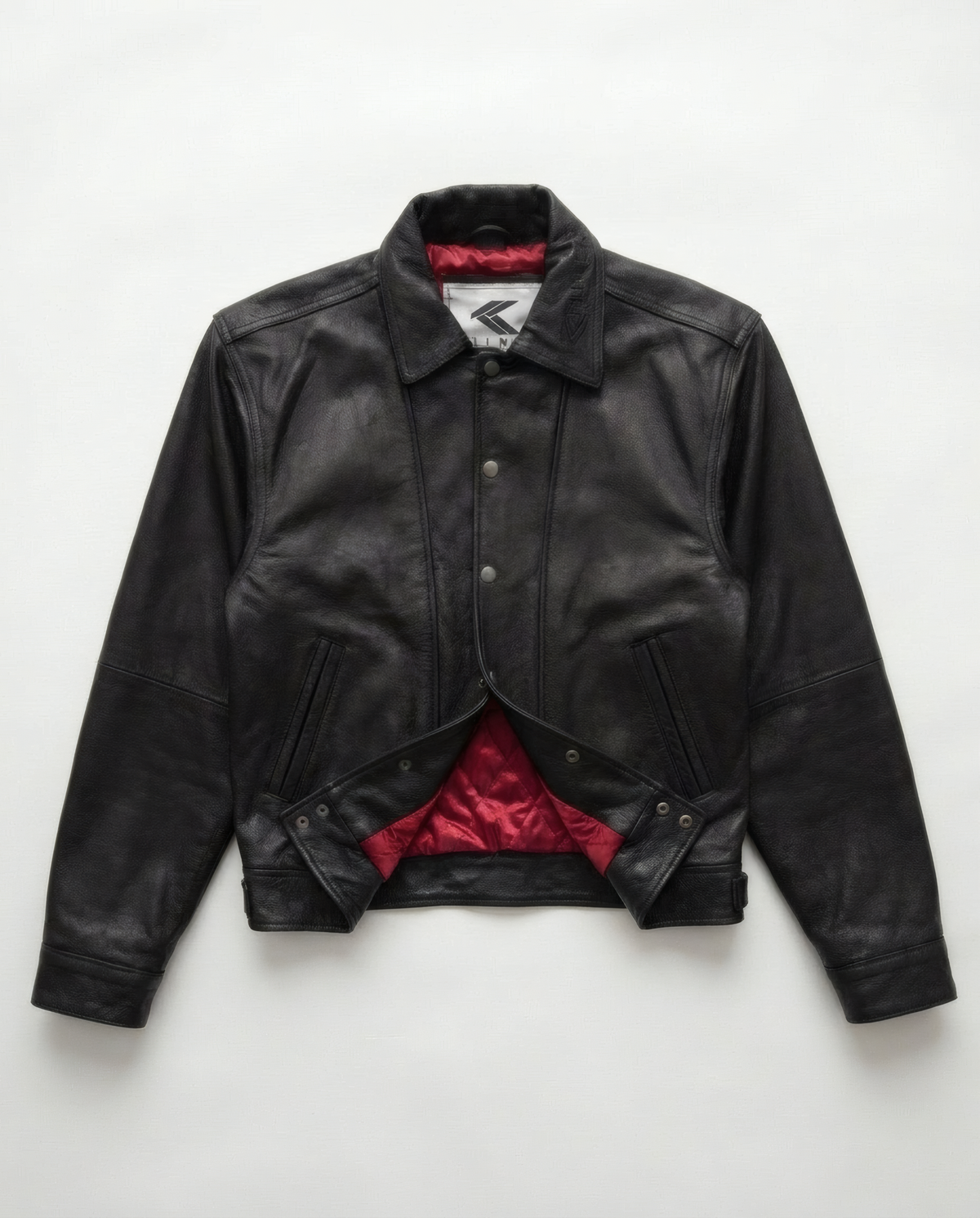 Lederjacke schwarz, unten geöffnet